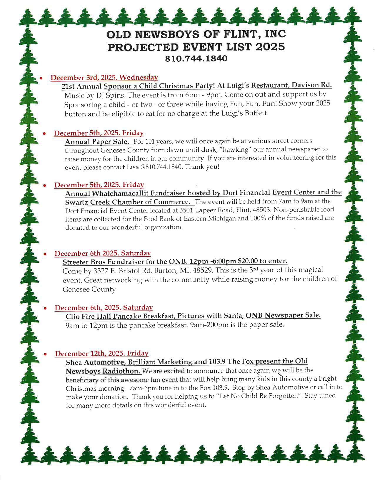 Event List 2025 Page 1